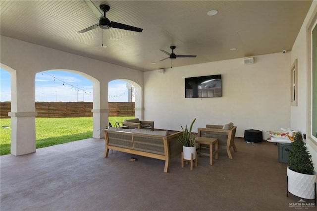 3101 E Iverson Ave, Edinburg, TX 78542 - view of patio featuring ceiling fan and outdoor lounge area