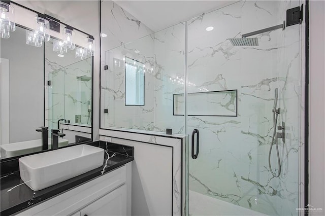 8038 N 51st St, Mcallen, TX 78504 - bathroom featuring a marble finish shower and vanity