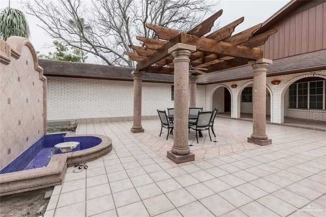 view of patio / terrace featuring a pergola