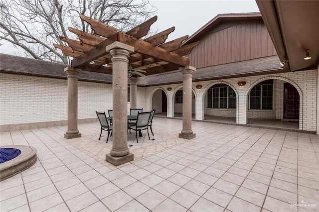 view of patio with a pergola