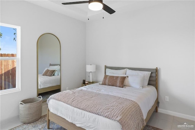 bedroom featuring ceiling fan