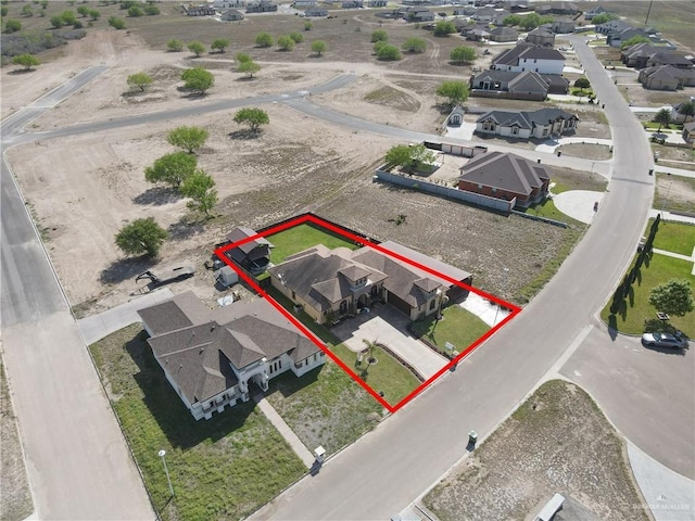 aerial view with a residential view