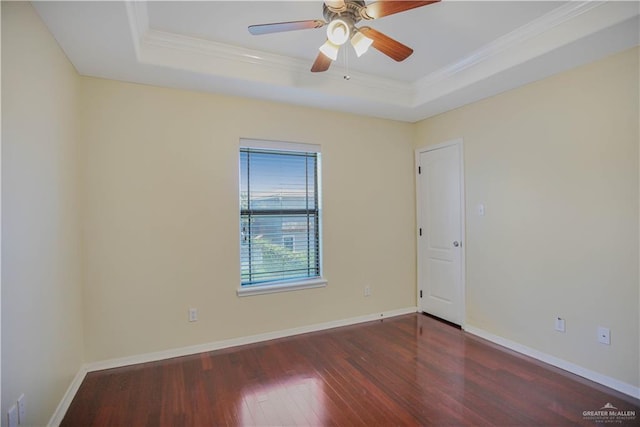 3008 S M St Unit 4, Mcallen, TX 78503 - empty room with hardwood / wood-style flooring, a tray ceiling, crown molding, ceiling fan, and baseboards