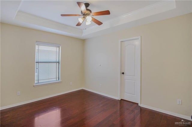 3008 S M St Unit 4, Mcallen, TX 78503 - unfurnished room with a tray ceiling, crown molding, wood finished floors, ceiling fan, and baseboards