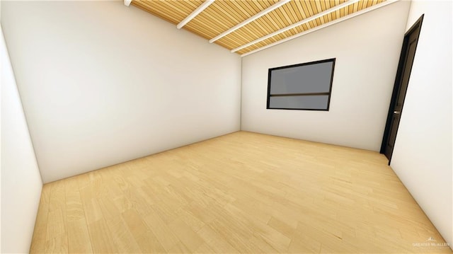 3 Washmon Ave, Harlingen, TX 78552 - spare room with hardwood / wood-style flooring, vaulted ceiling with beams, and wooden ceiling