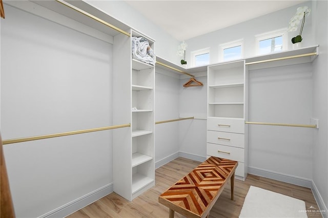 spacious closet featuring light hardwood / wood-style flooring