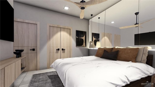 107 W Acapulco St Unit 2, South Padre Island, TX 78597 - bedroom with recessed lighting and light tile patterned floors