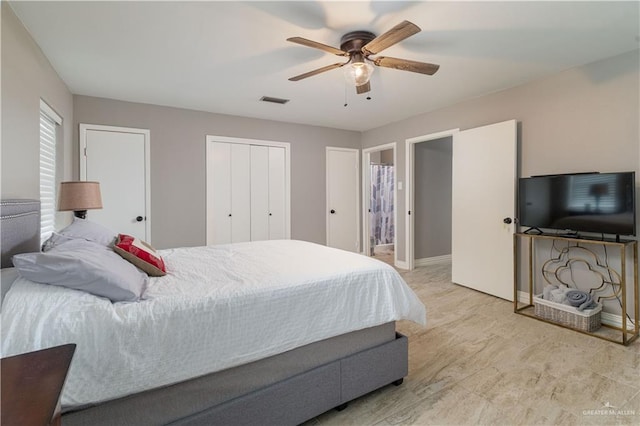 1008 Monterrey St, Edinburg, TX 78539 - bedroom featuring multiple closets and a ceiling fan