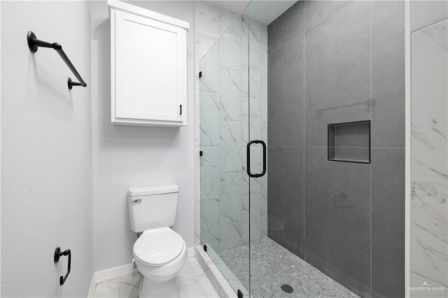 bathroom with walk in shower and toilet