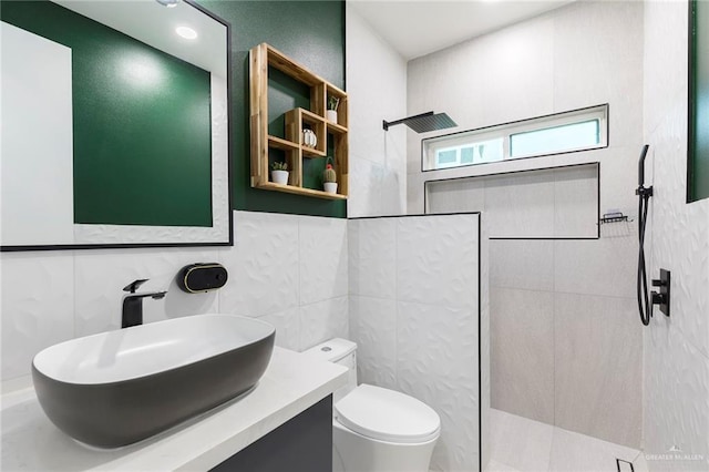 701 Santa Cecilia St, Donna, TX 78537 - full bathroom with walk in shower, toilet, and vanity