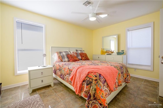 bedroom featuring ceiling fan