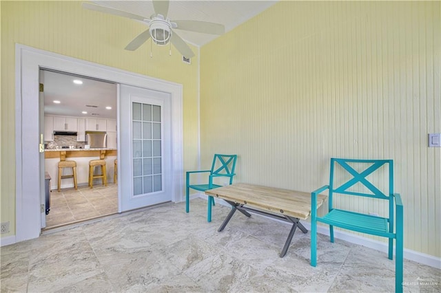 view of patio / terrace featuring ceiling fan