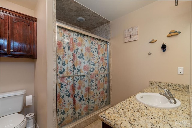 1014 Emerald Dr, Weslaco, TX 78599 - bathroom featuring a sink, a shower stall, and toilet
