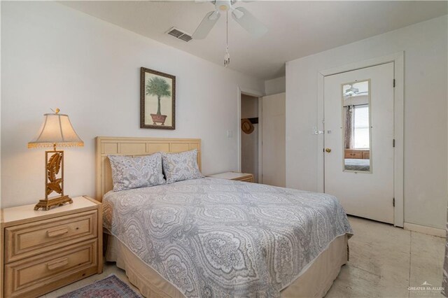 bedroom featuring ceiling fan