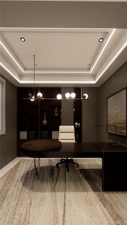 interior space featuring a tray ceiling