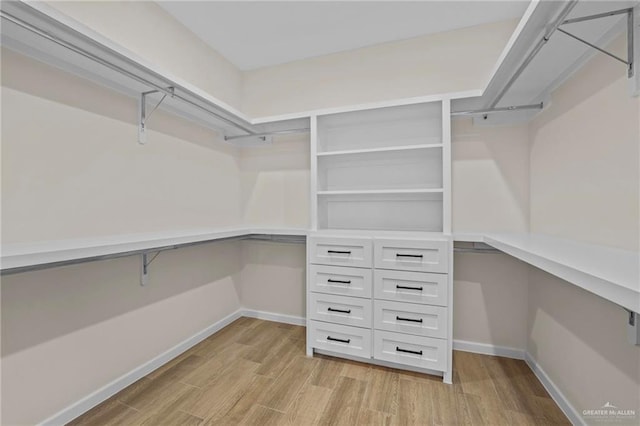 spacious closet with light wood finished floors