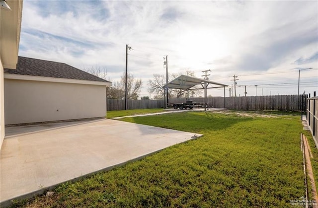 view of yard featuring a gazebo and a patio area