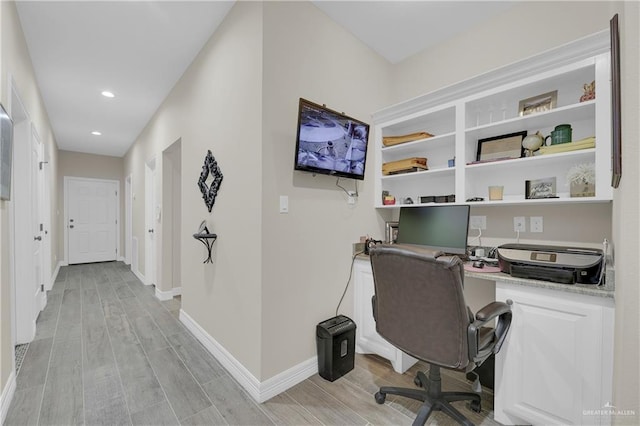 office area featuring light hardwood / wood-style flooring