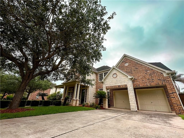 view of front of property with a garage