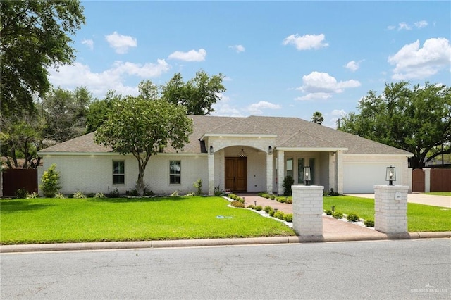 1313 Oriole Ave, Mcallen, TX 78504 - ranch-style house with an attached garage, a front lawn, and driveway