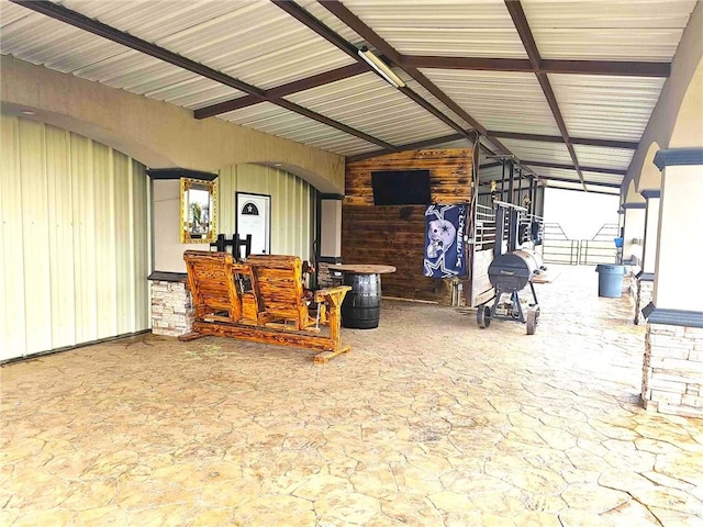 interior space with wood walls