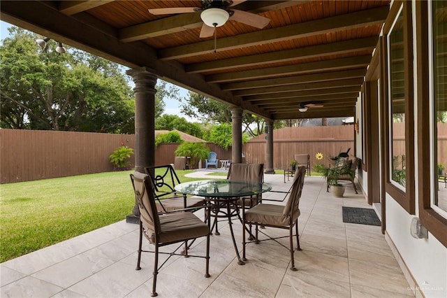 view of patio / terrace with ceiling fan