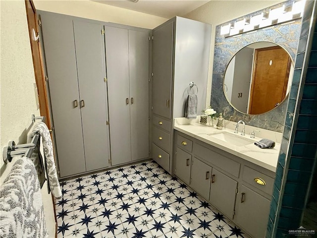 bathroom featuring vanity and tile patterned floors