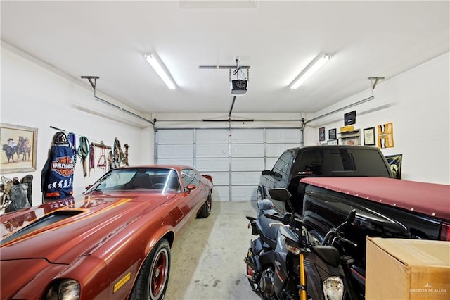 garage with a garage door opener