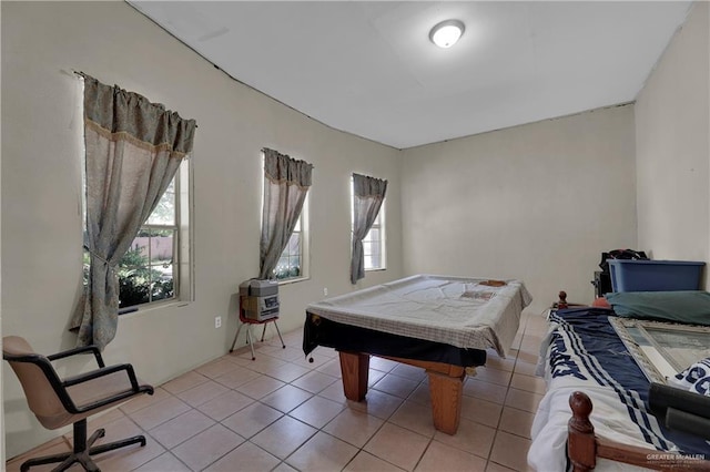 playroom with light tile patterned floors and pool table