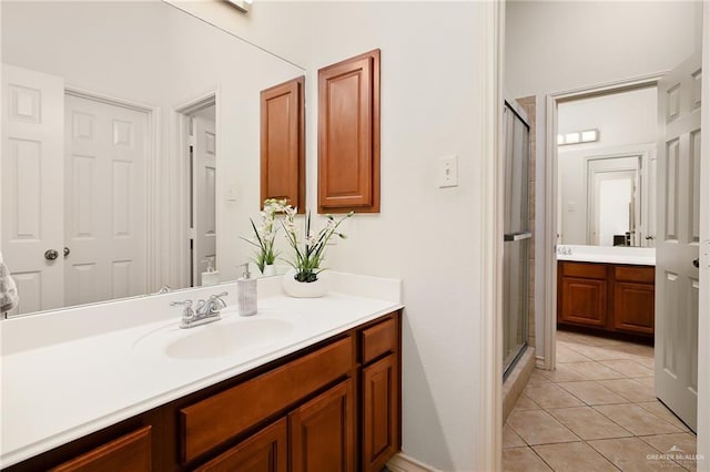 2800 San Ricardo St, Mission, TX 78572 - full bath with a shower stall, vanity, and tile patterned floors