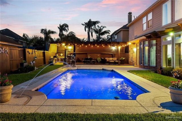 2800 San Ricardo St, Mission, TX 78572 - view of pool with an outdoor living space, a fenced backyard, and a patio area