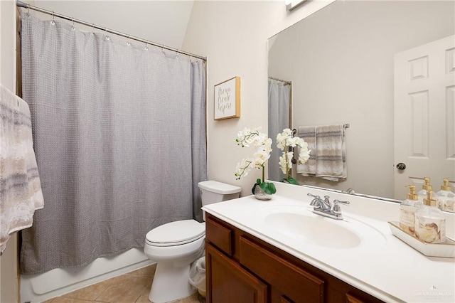 2800 San Ricardo St, Mission, TX 78572 - bathroom with vanity, tile patterned floors, and shower / bath combination with curtain