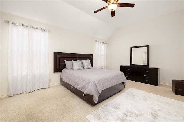 2800 San Ricardo St, Mission, TX 78572 - carpeted bedroom featuring vaulted ceiling and a ceiling fan