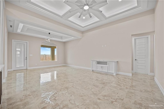 empty room with coffered ceiling