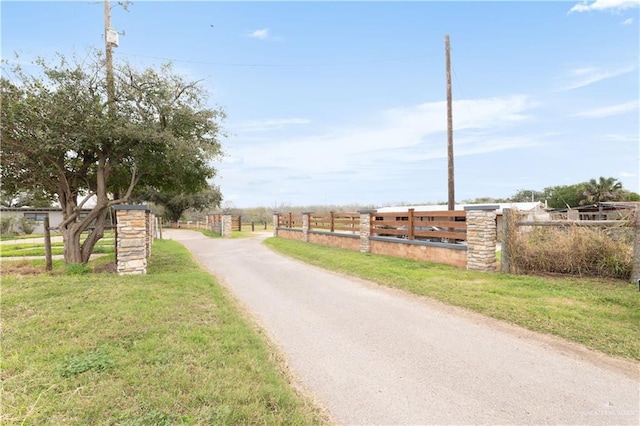 view of road with a rural view