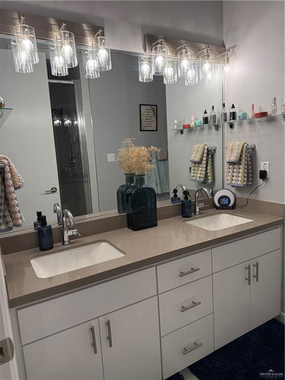 full bathroom with a sink and double vanity