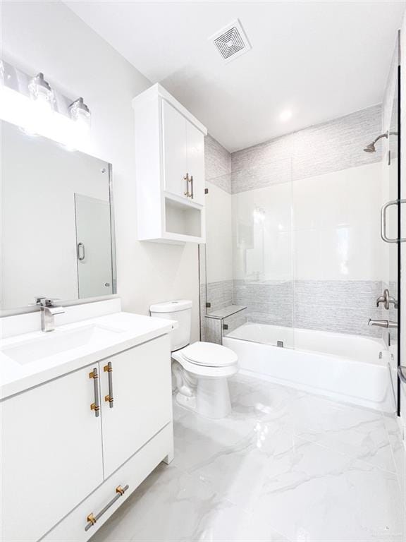 2309 S Cartier Dr, Edinburg, TX 78542 - full bath with toilet, bathtub / shower combination, vanity, and marble finish flooring