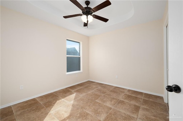 2002 Butkus Dr, Edinburg, TX 78542 - unfurnished room with ceiling fan, light stone finish floors, and baseboards