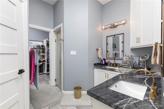 1803 Lago Michigan St, Edinburg, TX 78542 - full bath with vanity, a walk in closet, and a stall shower
