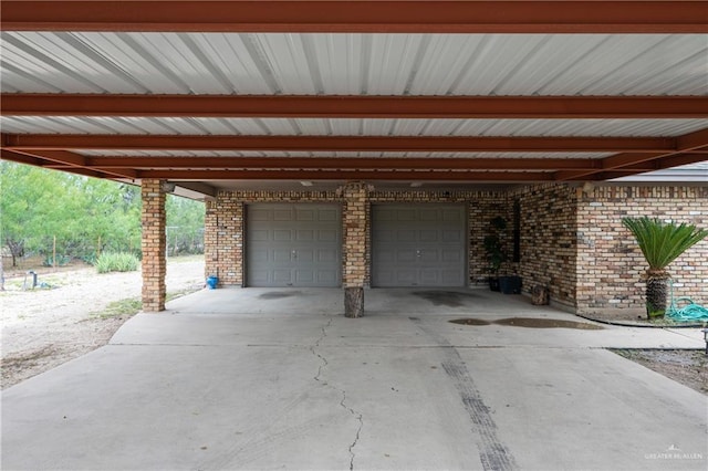 garage with a carport