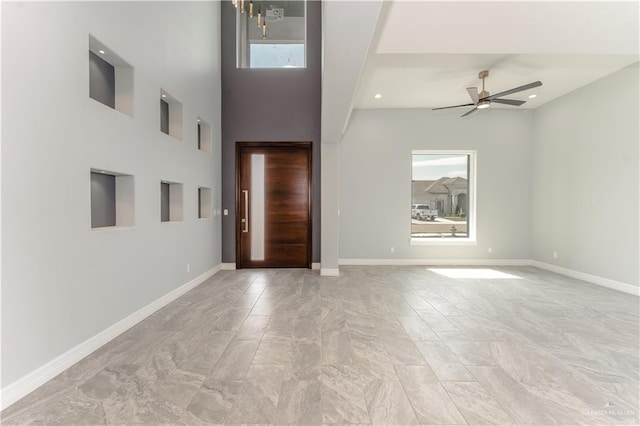 1711 Lago Delton, Edinburg, TX 78542 - entrance foyer featuring a ceiling fan, baseboards, and recessed lighting