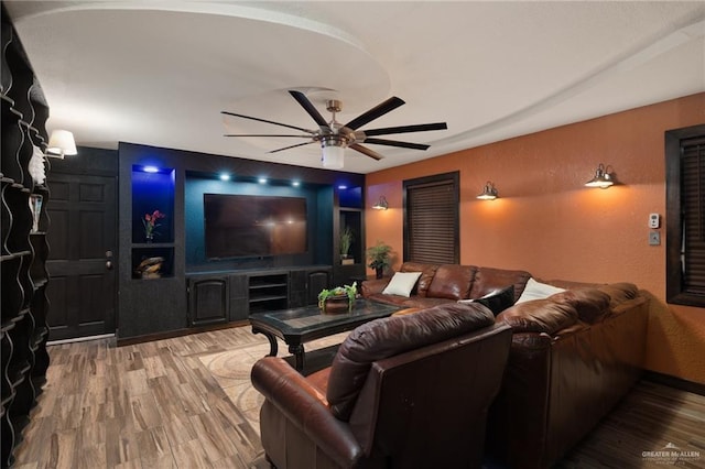 2820 Joan Dr, Edinburg, TX 78541 - cinema room with wood finished floors and ceiling fan