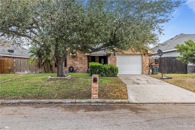 view of front facade featuring a front lawn and a garage