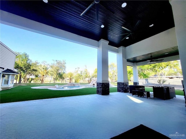 view of patio with ceiling fan