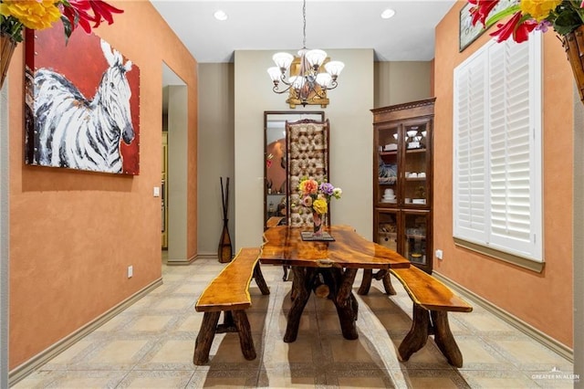 4004 Persimmon Dr, Palmhurst, TX 78573 - dining area featuring a chandelier, light flooring, and recessed lighting