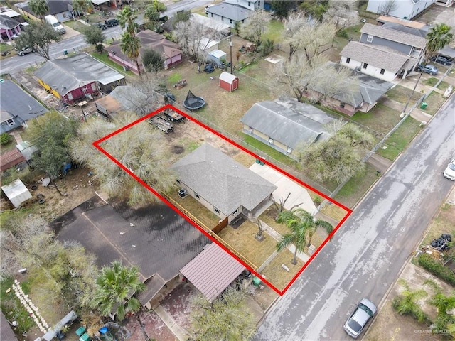 bird's eye view with a residential view