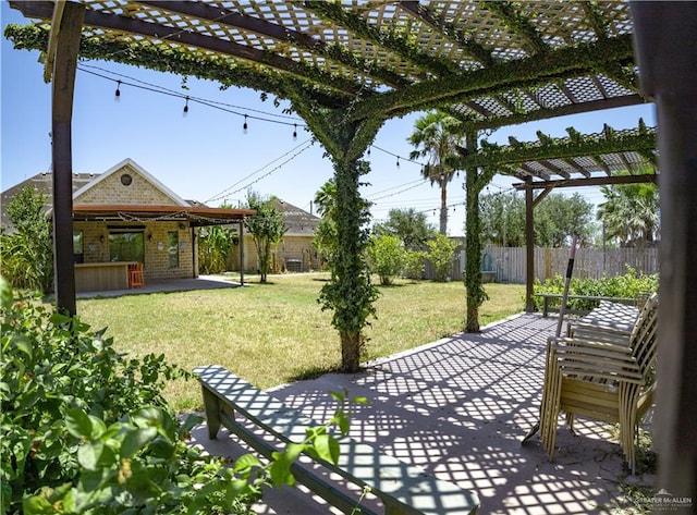 view of patio / terrace with an outdoor bar