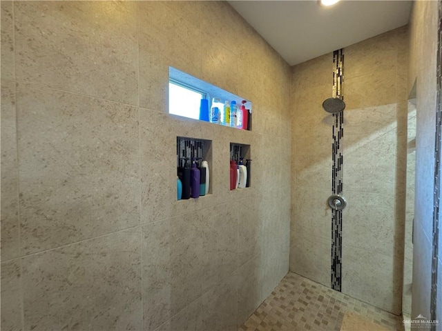 room details featuring a tile shower