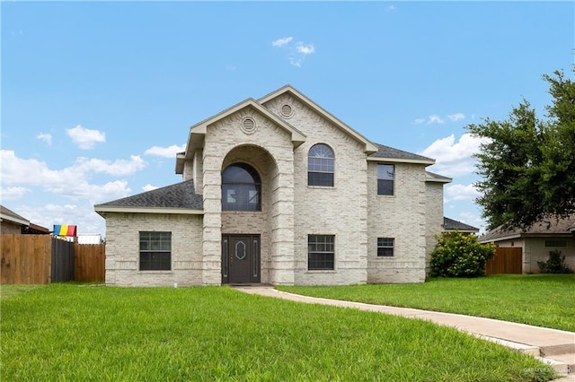 view of front of home with a front lawn