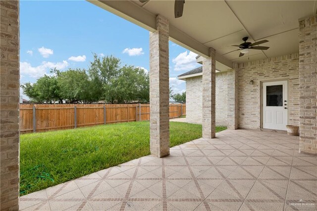 view of patio / terrace featuring ceiling fan